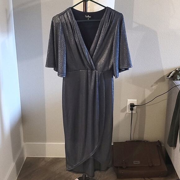 Lulu's Blue You're The Stun Metallic Midi Dress - Picture 5 of 11